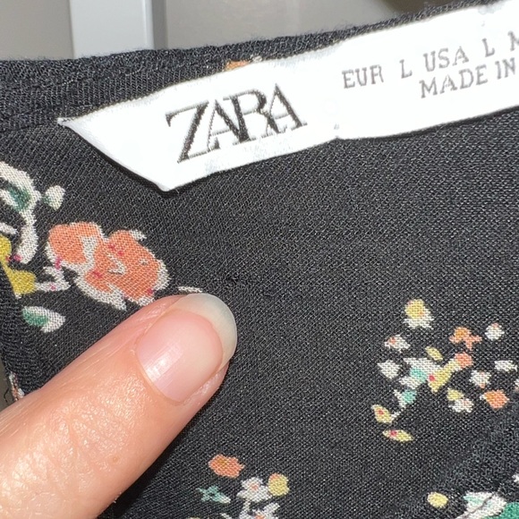 Zara Large Black Floral Ruffle Detail Long Sleeve Top - Picture 10 of 11